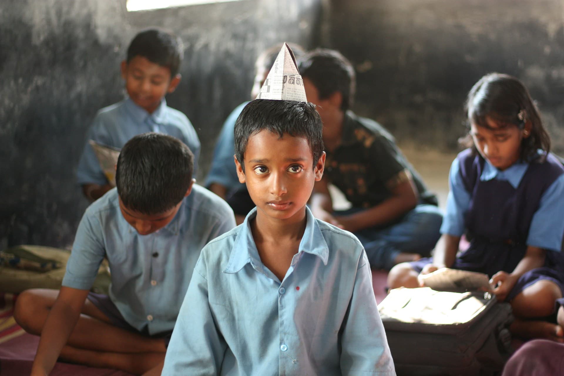 Children studying in a rural classroom